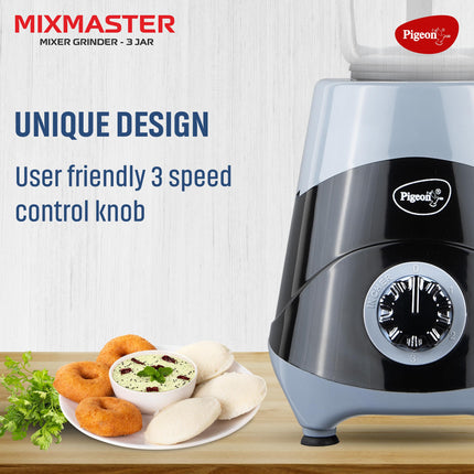 Pigeon by Stovekraft Mix Master Mixer Grinder for Kitchen | 500 Watts | 3 MultiPurpose Jars for Juicing | Chutney Making | Dry Grinding | Wet Grinding | Mincing | Blender|Mixer | 2Year Warranty 