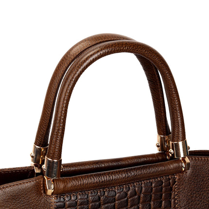 HYATT Leather Accessories Full-Grain Natural Cro Leather Top-Handle satchel Handbags & Shoulder Sling Bags For Women Office Branded Stylish Latest Size- L-13 X H-9 x W- 5.5 Inch 