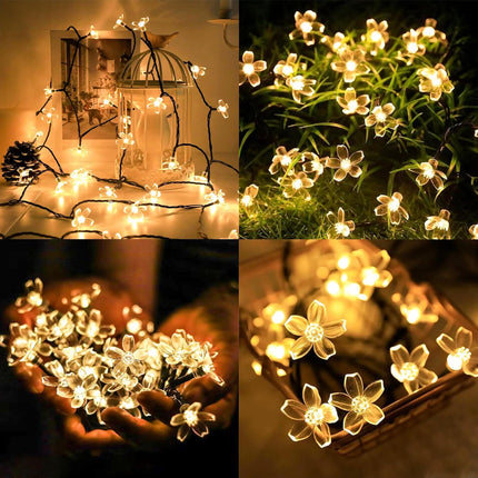 Epyz Solar Sakura Flower String Light Outdoor Waterproof Blossom String Light Solar Power for Garden,Lawn,Patio,Christmas Tree,Party Decorations [ 30 LED, Warm Yellow Light, Pack of 1 ] 