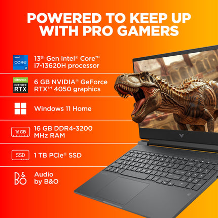 HP Victus, 13th Gen Intel Core i7-13620H, 6GB NVIDIA RTX 4050, 16GB DDR6, 1TB SSD (Win11, Office21, Silver, 2.3kg) 144Hz, IPS, 15.6-inch(39.6cm) Flicker-Free Gaming Laptop, Enhanced Cooling, fa1332TX 
