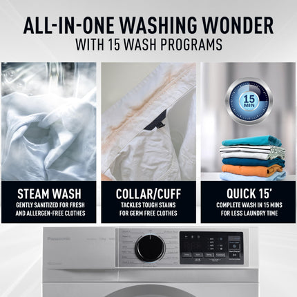 Panasonic 7 kg 5 Star Inverter Fully Automatic Front Loading Washing Machine with Built-In Heater (NA-147MH2L01, Dark Silver, 2024 Model) 