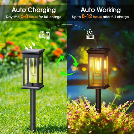 8 Pack Solar Pathway Lights Outdoor Waterproof, KOOPER Unique Outdoor Solar Lights, Bright Solar Garden Lights Outdoor, Auto On/Off Solar Lights Outdoor for Patio Yard Lawn Walkway Garden Decor 