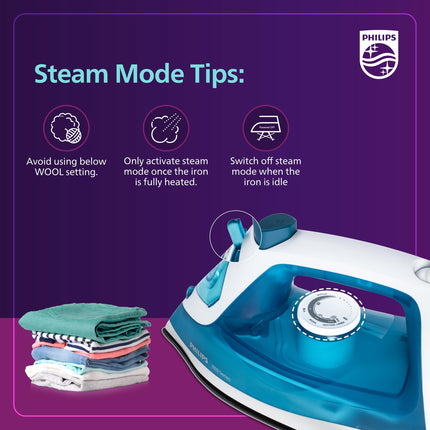 Philips Steam Iron DST0820/20 (World no. 1 Ironing Brand) Powerful 15 gm/min Steam Output with Spray, Multilayer Coated Non stick Soleplate with 1250 W quick Heat up 