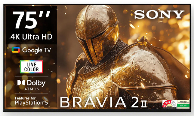 Sony 189 cm (75 inches) BRAVIA 2M2 Series 4K Ultra HD Smart LED Google TV K-75S25BM2 