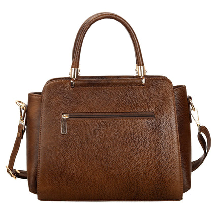 HYATT Leather Accessories Full-Grain Natural Cro Leather Top-Handle satchel Handbags & Shoulder Sling Bags For Women Office Branded Stylish Latest Size- L-13 X H-9 x W- 5.5 Inch 
