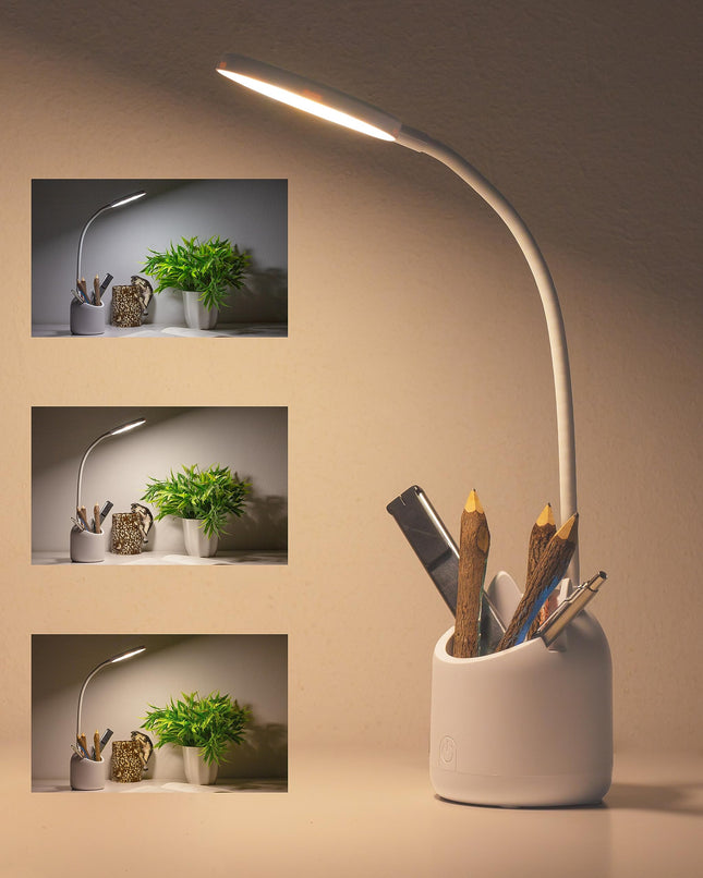 WEIRD WOLF 3 Colour Mode LED Study/Table/Desk Lamp with Pen Holder, 6 Month Warranty(Plastic, White, Pack of 1) 