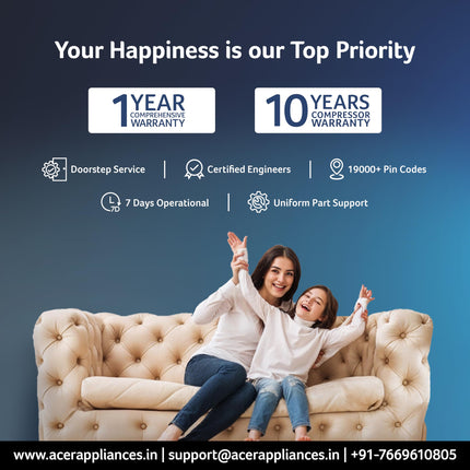Acer 1.5 Ton 3 Star Split AC (5-In-1 Convertible Cooling Modes, AiSense Technology, ArcticWrap Cooling, PM 1.0 Microbacterial Filter, High Ambient Temperature of 55 °C-AR15AS3IO2HLE25) 