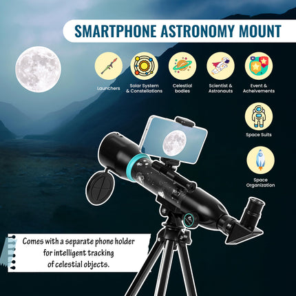 Audavibe Educational 40050 Astronomical Telescope with APP | 1000+ Facts on Solar System, Spacesuits, Launchers, Celestial Bodies, etc | AstroReels, Skymap & AR Based Fun Learning 