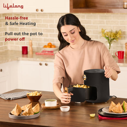 Lifelong 2.5L Air Fryer For Home-800W Small Airfryer Machine To Fry,Bake&Roast With Timer Control-Oil Free Fryer Machine-Electric Air-Fryer With 360° Hot Air Circulation Technology (Llhf26),Black 