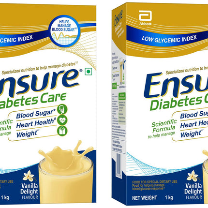 Ensure Diabetes Care- Nutrition to Help Control Blood Sugar Levels- 1 Kg (Vanilla Flavour) (Pack of 2) 