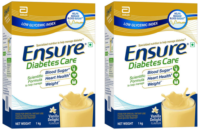 Ensure Diabetes Care- Nutrition to Help Control Blood Sugar Levels- 1 Kg (Vanilla Flavour) (Pack of 2) 