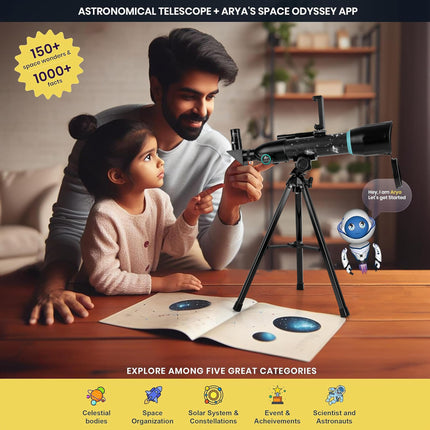 Audavibe Educational 40050 Astronomical Telescope with APP | 1000+ Facts on Solar System, Spacesuits, Launchers, Celestial Bodies, etc | AstroReels, Skymap & AR Based Fun Learning 