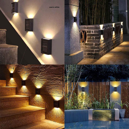 HAMITOR Solar Wall Lights Small Fence Lights Solar Powered Up Down LED Porch Light Luces Solares para Exteriores Garden Lights Outdoor Solar Landscape Lights Water (Pack of 1) 