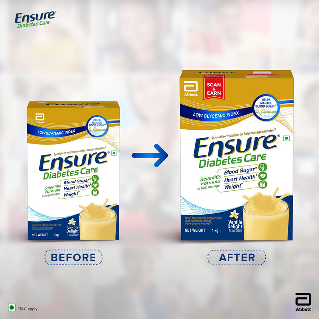Ensure Diabetes Care- Nutrition to Help Control Blood Sugar Levels- 1 Kg (Vanilla Flavour) (Pack of 2) 