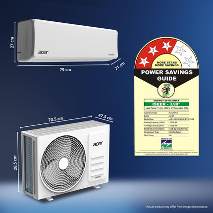 Acer 1 Ton 3 Star Split AC (5-In-1 Convertible Cooling Modes, AiSense Technology, ArcticWrap Cooling, PM 1.0 Microbacterial Filter, High Ambient Temperature of 55 °C -AR10AS3IS1HLE25) 