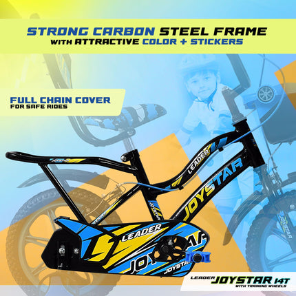 Leader JoyStar Cycle for Kids | Bicycle for Kids with Training Wheels | Comfortable Seat, Backrest & Front Storage| Kids Cycle for 2-5 Years Boys & Girls | Frame: 8 Inches (14T, Blue) 