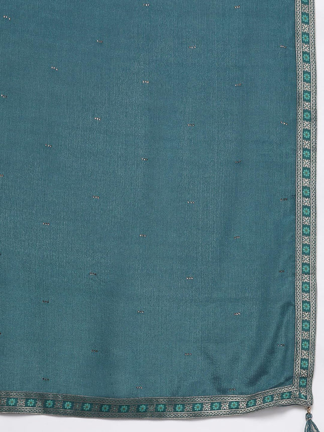 Libas Women's Silk Blend Kurta Sets (33343O_Teal 