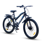 EAST COAST Legend 7 Speed Cycle/Bicycle for Kids Boys & Girls | 24T Mountain Bike/Mountain Cycle Without Carrier, 17 Inch Frame, Disc Brake Ideal for 9-15 Years (Black) - Front 