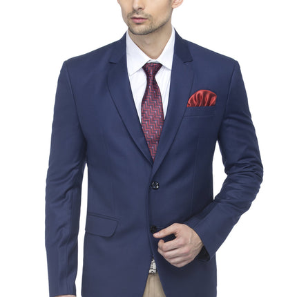 FAVOROSKI Designer Men's Slim Fit Notched Lapel Single Breasted Solid Blazer, Navy Blue (FAVBL161134-NBLUE-5XL) 