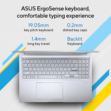 ASUS Vivobook 16" FHD+ (1920 X 1200), 60Hz 300Nits, Core i5-12500H, (16GB RAM/512GB SSD/Intel Iris X? Graphics/Win 11/Office Home/Fingerprint/42Whr Battery/Transparent Silver/1.88Kg), X1605ZAC-MB541WS 