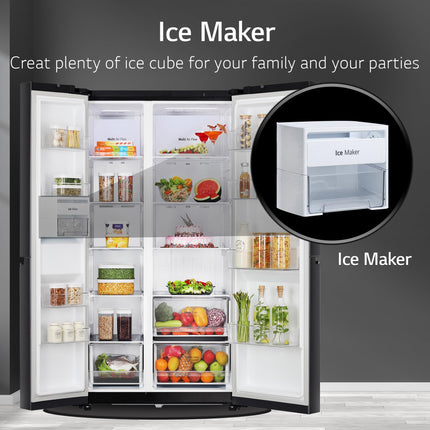 LG 655 L Frost Free Smart Inverter Double Door Side by Side Refrigerator (GL-B257HWBY, Western Black, Express Freezing | Multi Air-Flow) 