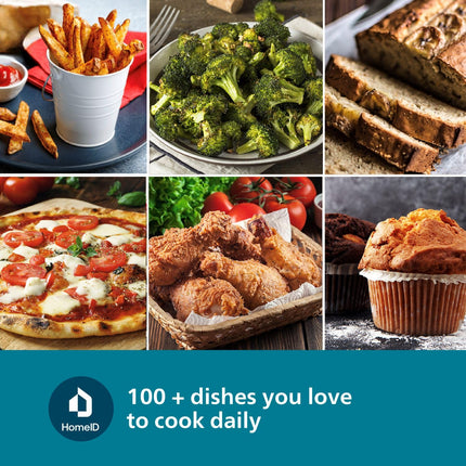 PHILIPS Air Fryer NA231/00 with touch panel, uses up to 90% less fat, 1700W, 6.2 Liter, with Rapid Air Technology (Black),Cooking window, Extra Large 
