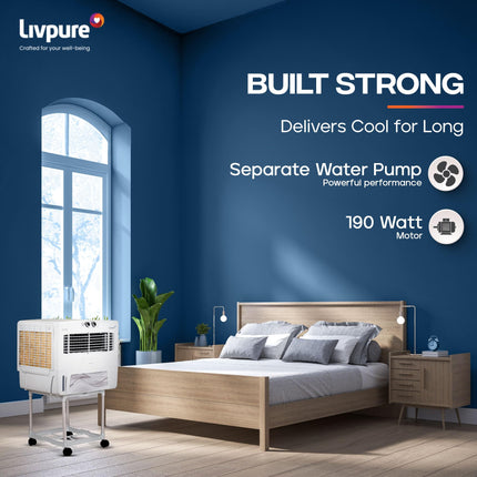 Livpure GoodAir Window Air Cooler-52 L with High Air Delivery | 190-Watt Motor with Overload Protection | Inverter Compatibility | Woodwool Cooling Pads | 2 Yrs Warranty on Motor 
