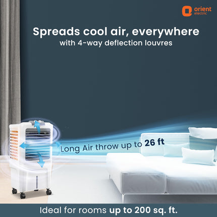 Orient Electric Durachill 40 L Portable Air Cooler For Home | Densenest Honeycomb Pads |17% More Air Delivery | Fully Collapsible Louvers |Inverter Compatible | Air Cooler For Room | White & Grey 