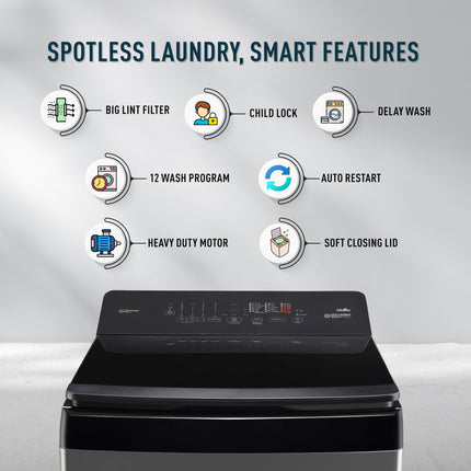 Panasonic 10 Kg Wifi Fully-Automatic Top Loading Smart Washing Machine (NA-F100VF1CB, Dark Silver, 2024 Model, Drynamic Spin) 