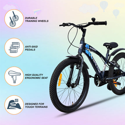 Amazon Brand - Symactive Mini Wonder, 20T Single Speed Kids Cycle/Bicycle/Bike, V-Brakes, Rigid Suspension, Alloy Steel Frame Size: 11.5 inch, Age: 5-12 Yr, Steel Rim (Dark Blue, Unisex) 