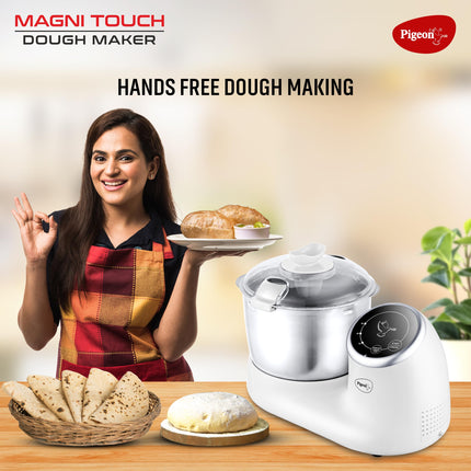 Pigeon by Stovekraft Magni Touch - Atta Kneader/Dough Maker, Indian's first touch control, Efficient 120W PMDC Motor, 3L 304 food grade SS blow, Unique 't' shaped arm for perfect mess free kneading. 