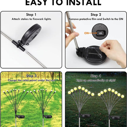 AAOVEFOX 8 LED Solar Garden Light Sway by Wind Waterproof Outdoor Decoration Night Light Yard Patio Pathway Garden/Balcony/Terrace Plant Decoration(Warm White) (1) 