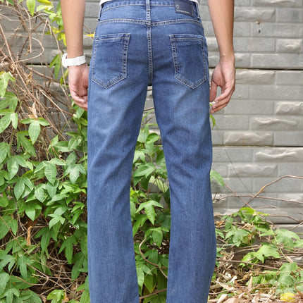 Thomas Scott Men's Mid-Rise Clean Look Boot Cut Jeans (TSJ217_Mid Indigo, 32) 