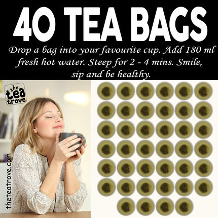 The Tea Trove Japanese Matcha Green Tea Bags-40 Eco-Friendly Matcha Tea + Sencha Green Tea Bag In Resealable Pouch,0.06 Kg