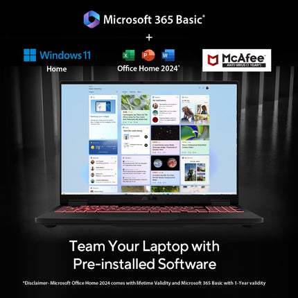 ASUS TUF F16,13th Gen,Intel Core i5-13450HX,Gaming Laptop(RTX 5050-8GB/115W TGP/16GB RAM/1TB SSD/FHD+/16"/165Hz/90Whr/Windows 11/M365 Basic (1Year)*/Office Home 2024/Jaeger Gray/2.5 Kg)FX608JH-RV057WS 