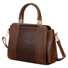 HYATT Leather Accessories Full-Grain Natural Cro Leather Top-Handle satchel Handbags & Shoulder Sling Bags For Women Office Branded Stylish Latest Size- L-13 X H-9 x W- 5.5 Inch 