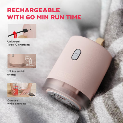 NUUK RIZZ Rechargeable Lint Remover for Clothes with FREE Storage Pouch | 2 Speed Modes For All Fabrics | 60 Min Runtime with Type-C Charging | Fabric Shaver for Woolen Sweaters, Shawls, Coats, Shirts 