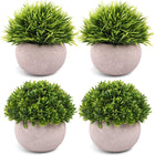 Dekorly® 4 Packs Artificial Potted Plants Bathroom Fake Shelf Plant Office Table Decor Mini Green Faux Topiary Kitchen Cabinet Farmhouse Decorations (4 Plastic Pots) 