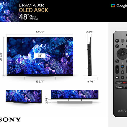 Sony 48 Inch 4K Ultra HD TV A90K Series: BRAVIA XR OLED Smart Google TV with Dolby Vision HDR and Exclusive Features for The Playstation- 5 XR48A90K- Latest Model,Black 