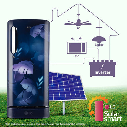 LG 185 L, 5 Star, Smart Inverter Compressor, Direct Cool Single Door Refrigerator (GL-D201ABIU.BBIZEBN, Blue ILAN, Moist N Fresh, Auto Smart Connect & Base Stand Drawer) 