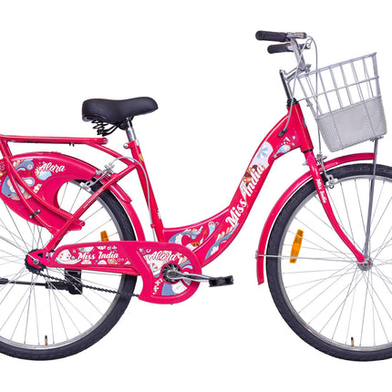 Hero Alora 26T Girls/Women's Cycle – 18" Frame, Pink, with Basket & Carrier | Wire Brakes | Rigid Fork | for 13+ Years | 95% Assembled – Ready to Ride in 5 Mins 