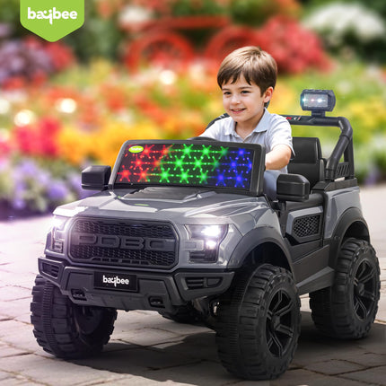 Baybee Bronco Rechargeable Battery Operated Jeep for Kids, Ride on Toy Kids Car with Light & Music | Electric Jeep Battery Car | Baby Big Car for Kids to Drive 3 to 8 Years Boys Girls (Grey) 
