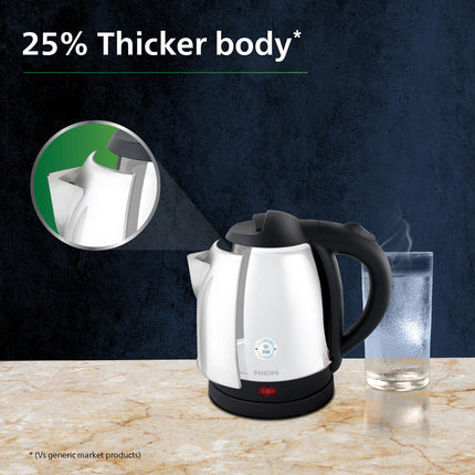 PHILIPS HD9373/00 1.5 liter Kettle with 25% thicker body for longer life, triple safe auto cut off, Stainless Steel, 1300 Watt 