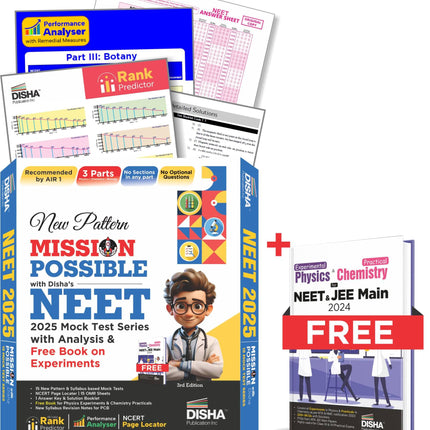 New Pattern Mission Possible with Disha's 15 NEET 2025 Mock Test Series with Free Book on Experiments 3nd Edition | Rank Predictor, 15 Test Booklets, OMR Sheets, NCERT Locater & Solutions 