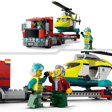 LEGO City Rescue Helicopter Transport 60343 Building Kit (215 Pcs),Multicolor 