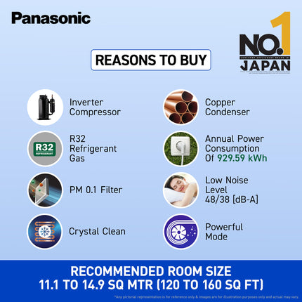 Panasonic 1.4 Ton 3 Star Inverter Split AC (Powerful Mode, Copper Condenser, 7in1 Convertible, 2-Way, PM 0.1 Filter, CS/CU-SU17AKY3T, White) 