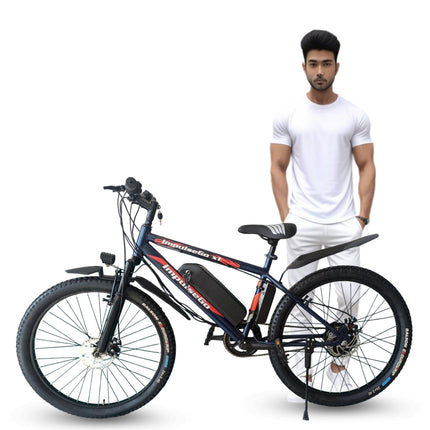 ImpulseGo X1 Mountain Electric Cycle with 7.8Ah Removable Battery, Dual Disc, Front Suspension, 36V 250W BLDC Motor, Quick Acceleration, 2 Years Battery Warranty 90% Assembled (Blue) 