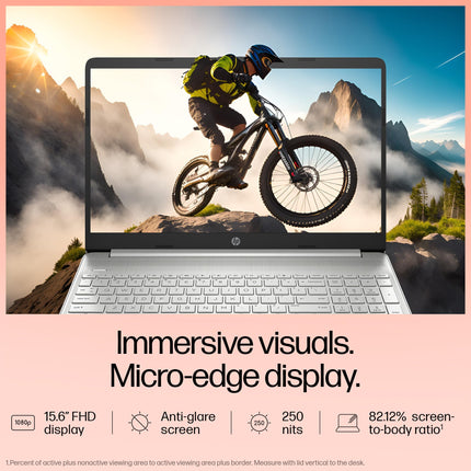 HP 15, 12th Gen Intel Core i5-1235U, 16GB DDR4, 512GB SSD, (Win 11, Office 21, Silver, 1.69kg), Anti-Glare, 15.6-inch(39.6cm) FHD Laptop, Intel Iris Xe Graphics, HD Camera, Backlit Keyboard, fy5009tu 
