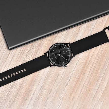 LOUIS DEVIN Black Silicone Strap Analog Wrist Watch for Men (Black Dial) | LD-BK054-BLACK 