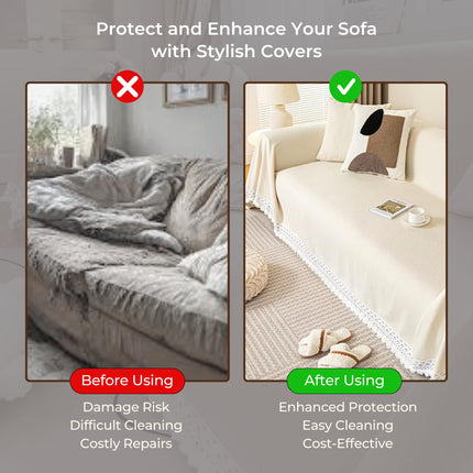 HomeEssentials Premium Chenille Sofa Cover – Ultra Soft Plush Fleece Throw for 1/2/3 Seater Sofa/Elegant Cover with Stylish Tassel Design/Sofa Protection (Grey, 2 Seater, 180x260cm) 